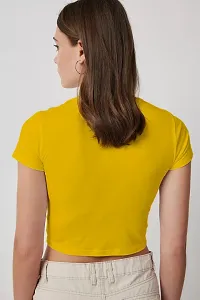 Stylish Yellow Cotton Solid Top For Women-thumb2