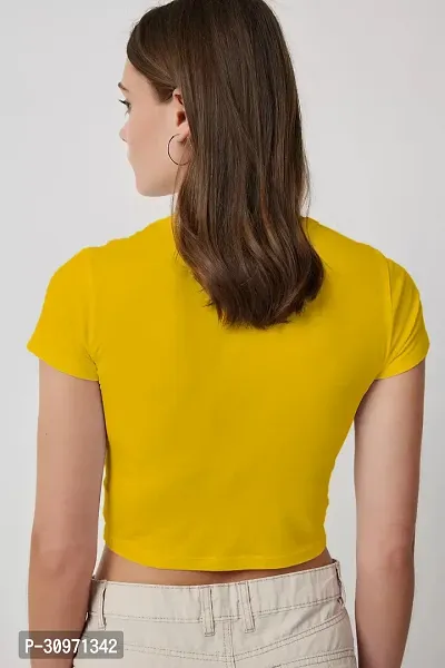 Stylish Yellow Cotton Solid Top For Women-thumb3