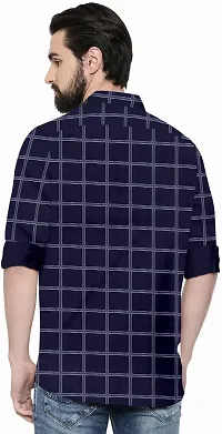 Reliable Blue Cotton Blend Checked Long Sleeves Casual Shirt For Men-thumb1