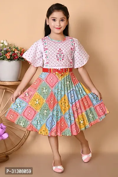 Stylish Crepe Printed Frock for Kid Girl-thumb0