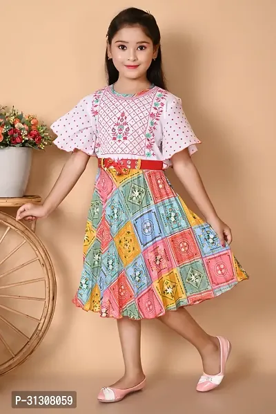 Stylish Crepe Printed Frock for Kid Girl-thumb2