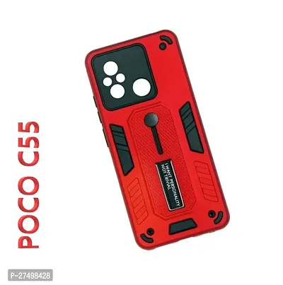 Stylish Polycarbonate Finger Strap With Stand View Back Cover For Poco C55-thumb0