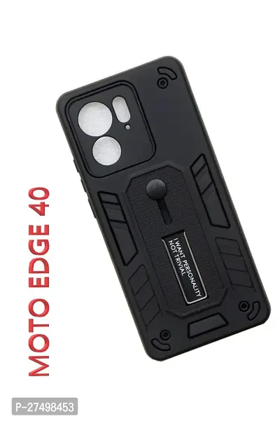 Stylish Polycarbonate Finger Strap With Stand View Back Cover For Motorola Edge 40 - Moto Edge 40