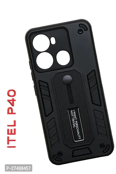 Stylish Polycarbonate Finger Strap With Stand View Back Cover For Itel P40