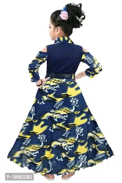 Girls Multicolor Lycra Blend Maxi Length Long Dress-thumb3