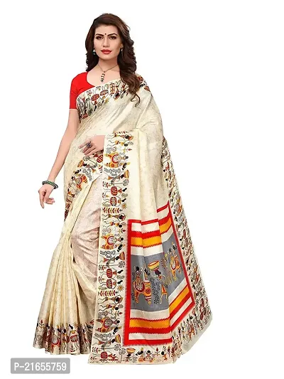 Spacekart Women?s Khadi Silk Saree With Unstitched Blouse Piece (Off-White) (Design 6)-thumb2