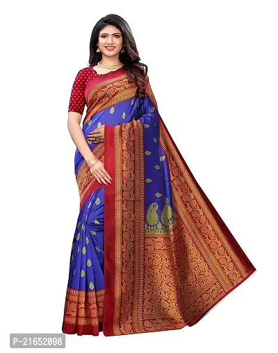 Spacekart Women's - Art Silk Saree with Unstitched Blouse Piece-thumb0