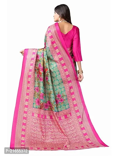 Spacekart Women?s Khadi Silk Saree With Unstitched Blouse Piece (Pink) (Design 5)-thumb3