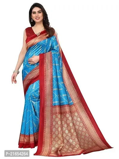 Spacekart Women's Silk Saree and Unstitched Blouse Piece-thumb0