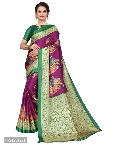 Fancy Khadi Silk Saree with Blouse Piece for Women-thumb0