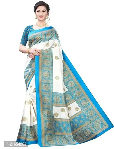 Spacekart Women's Printed Silk Saree-thumb0