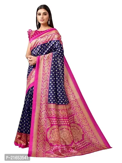 Spacekart Women's Mysore Silk Saree with Unstitched Blouse Piece-thumb0