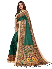 Spacekart Women?s Khadi Silk Saree With Unstitched Blouse Piece (Green) (Design 10)-thumb2