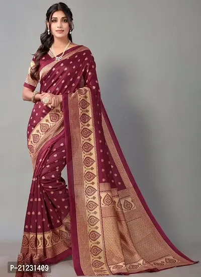 Fancy Silk Blend Saree with Blouse Piece for Women