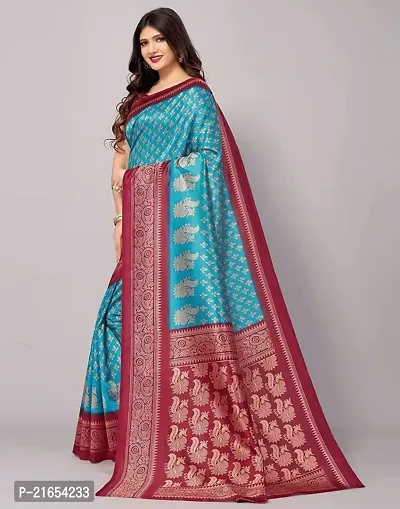 Spacekart - Women's and Girls Silk Saree with Unstitched Blouse Piece-thumb2