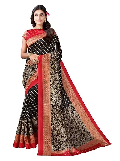 Spacekart Women's soft Silk Saree and Unstitched Blouse Piece