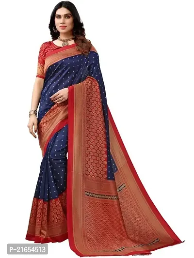 Spacekart - Women's rich Silk Saree with Unstitched Blouse Piece-thumb0