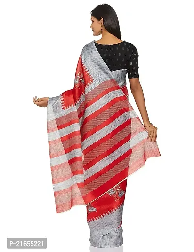 Spacekart Women?s Khadi Silk Saree With Unstitched Blouse Piece (Red) (Design 1)-thumb2