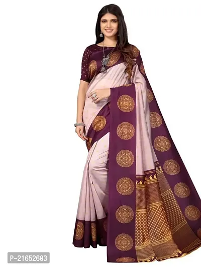 Spacekart Women's Printed Art Silk Saree with Unstitched Blouse Piece