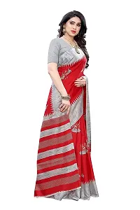 Spacekart Women?s Khadi Silk Saree With Unstitched Blouse Piece (Red) (Design 1)-thumb2