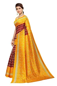 Spacekart Women?s Khadi Silk Saree With Unstitched Blouse Piece (Mustard) (Design 2)-thumb2