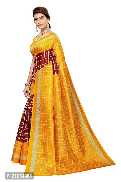 Spacekart Women?s Khadi Silk Saree With Unstitched Blouse Piece (Mustard) (Design 2)-thumb3