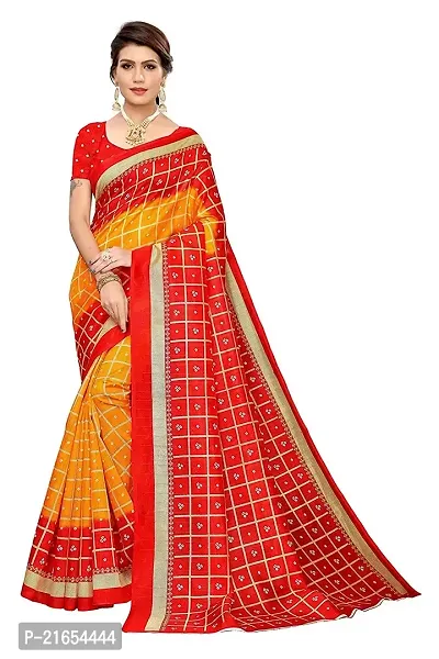 Spacekart Women?s Khadi Silk Saree With Unstitched Blouse Piece (Red) (Design 2)-thumb0