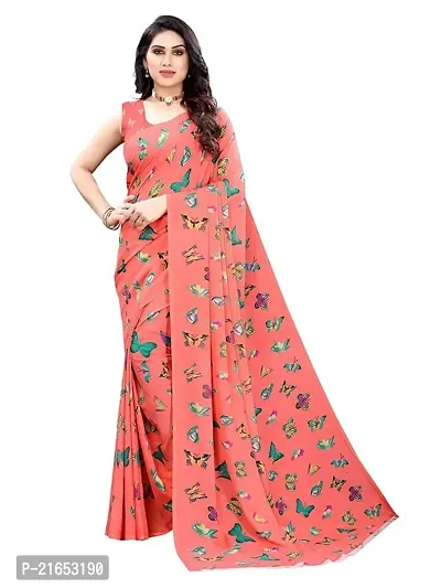 Spacekart Women's Digital print Georgette Saree with Unstitched Blouse Piece-thumb0