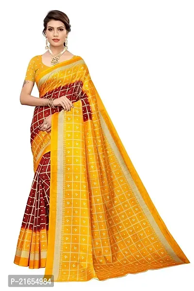 Spacekart Women?s Khadi Silk Saree With Unstitched Blouse Piece (Mustard) (Design 2)