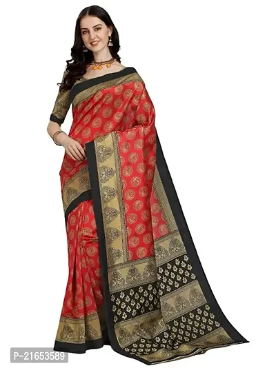 Spacekart Women's Art Silk Saree with Unstitched Blouse-thumb0