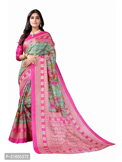 Spacekart Women?s Khadi Silk Saree With Unstitched Blouse Piece (Pink) (Design 5)