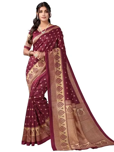 Spacekart Women's solid silk Saree with Unstitched Blouse Piece