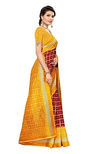 Spacekart Women?s Khadi Silk Saree With Unstitched Blouse Piece (Mustard) (Design 2)-thumb1