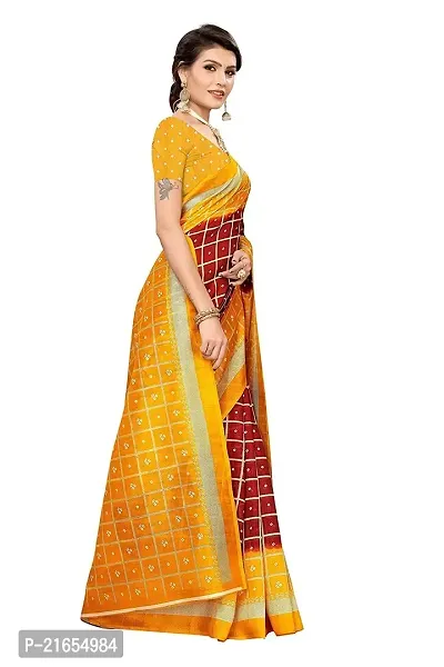 Spacekart Women?s Khadi Silk Saree With Unstitched Blouse Piece (Mustard) (Design 2)-thumb2