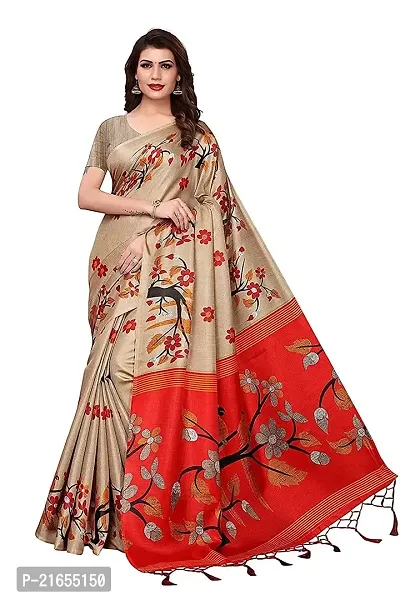 Spacekart Women?s Khadi Silk Saree With Unstitched Blouse Piece (Red) (Design 3)-thumb0