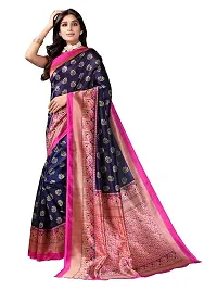 Spacekart Women's solid lichi silk Saree with Unstitched Blouse Piece-thumb1