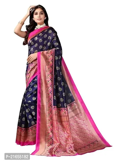 Spacekart Women's solid lichi silk Saree with Unstitched Blouse Piece-thumb2