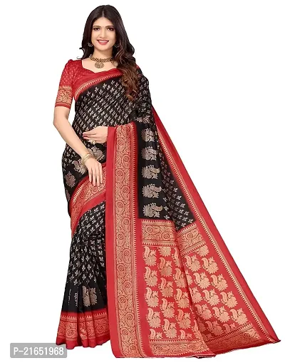 Spacekart Women's Bright Art Silk Saree with Unstitched Blouse Piece-thumb0