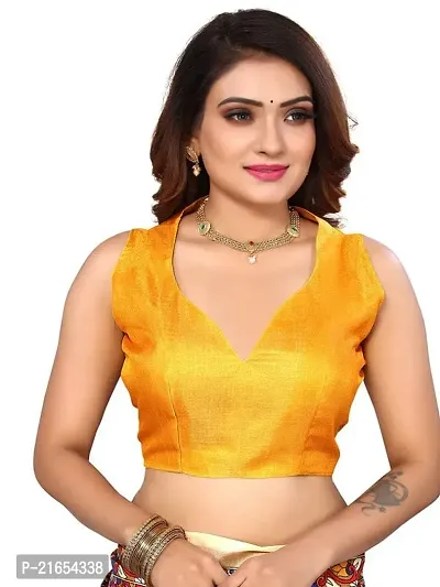 Spacekart Women?s Khadi Silk Saree With Unstitched Blouse Piece (Yellow) (Design 14)-thumb5