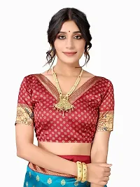 Spacekart Silk Saree with Unstitched Blouse Piece for women-thumb3