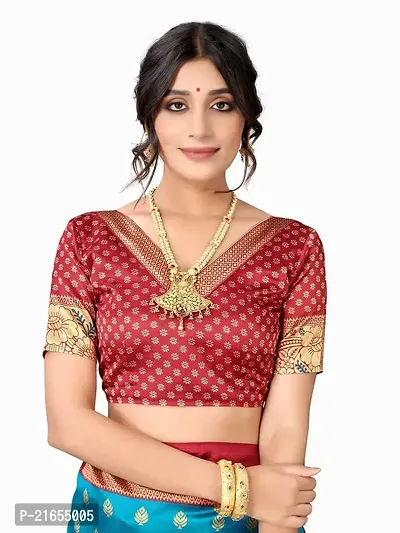 Spacekart Silk Saree with Unstitched Blouse Piece for women-thumb4