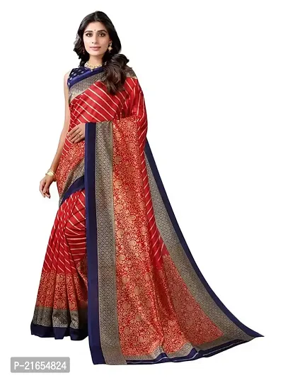 Spacekart Women's latest pallu design Silk Saree with Blouse Piece for women-thumb0