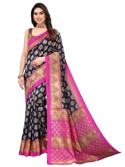 Spacekart women's Litchi silk Saree with Unstitched Blouse Piece