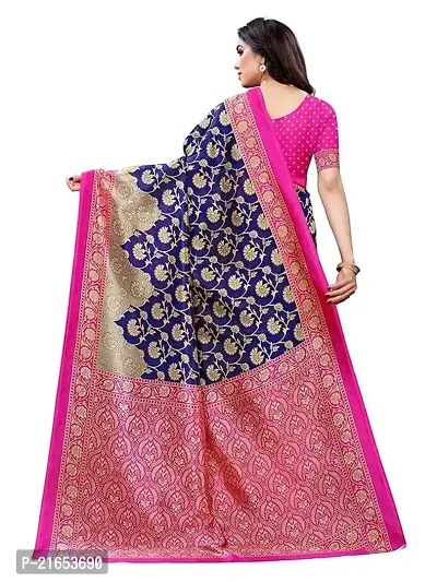 Spacekart Women's Printed Silk Saree and blouse piece-thumb3