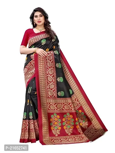 Spacekart Women's Printed Art Silk Saree with Unstitched Blouse Piece