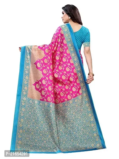 Spacekart - Women's and Girls Silk Saree with Unstitched Blouse Piece-thumb3