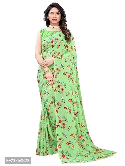 Spacekart Women's Fancy Georgette Saree with Unstitched Blouse Piece-thumb0