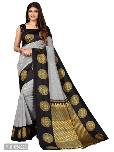 Spacekart Women's Beautiful Silk Saree with Unstitched Blouse Piece-thumb0