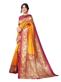 Spacekart women's Litchi silk Saree with Unstitched Blouse Piece-thumb1