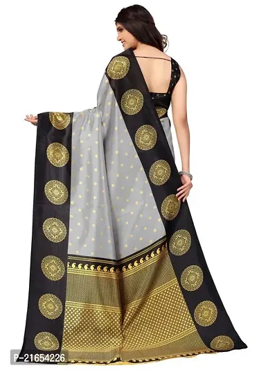 Spacekart Women's Beautiful Silk Saree with Unstitched Blouse Piece-thumb3
